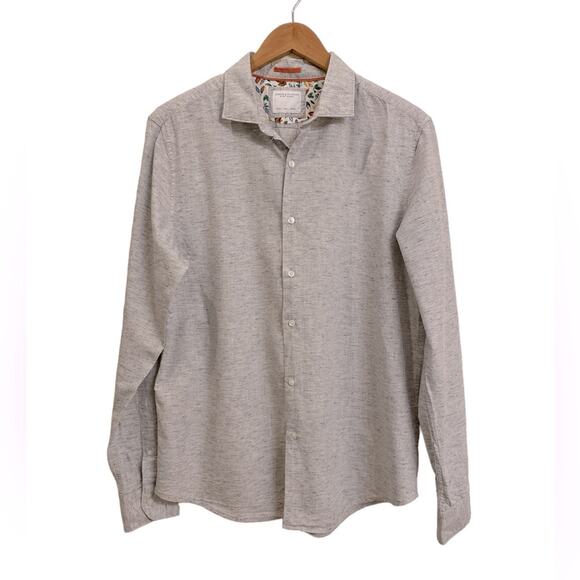 Denim & Flower Long Sleeve Heathered Gray Button Down Shirt Size Large - Picture 1 of 8